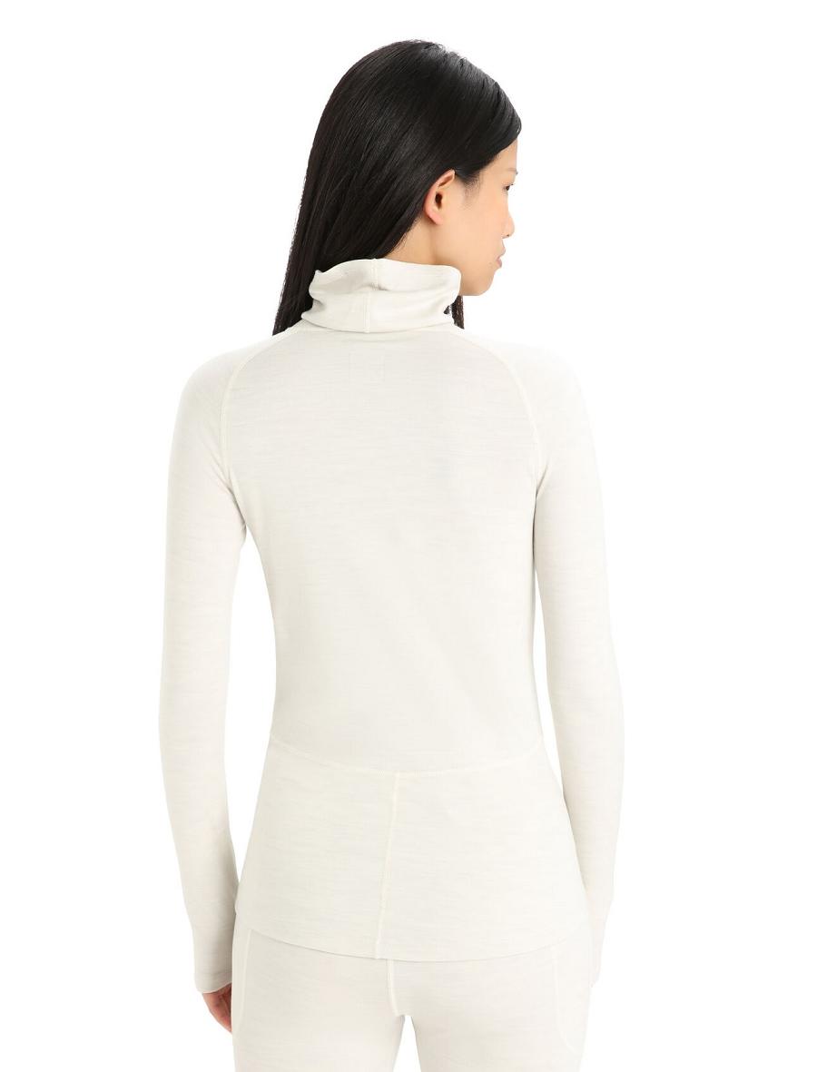 Ecru Heather Women's Icebreaker MerinoFine™ Long Sleeve Roll Neck Base Layers | USA 1895ZUTG